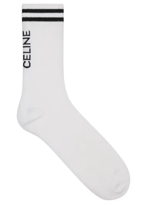 Celine Logo Striped Cotton White / Black Socks $110