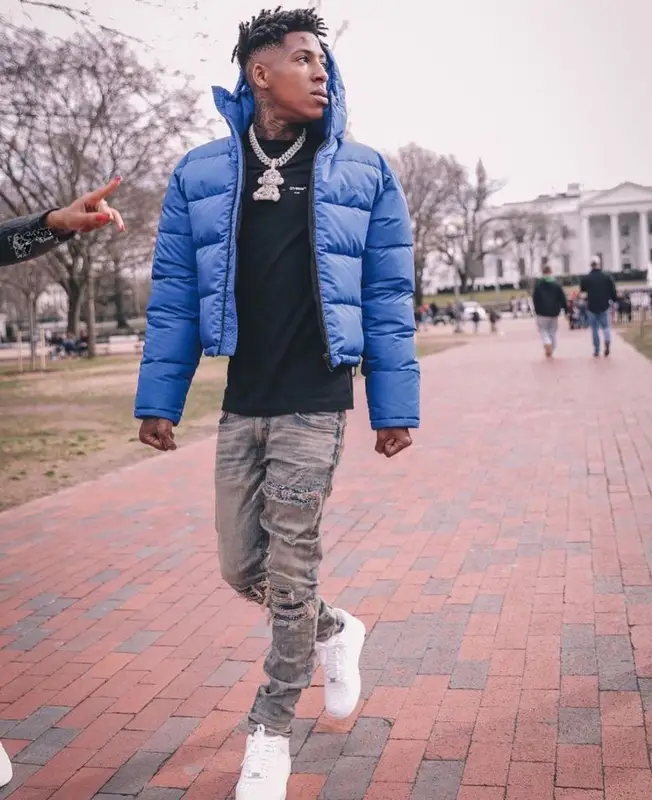 NBA YoungBoy outfit in Balenciaga, Off-White, and Amiri, 2021