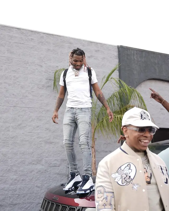 Lil Keed outfit in Ksubi, Gucci, and New Era, 2021