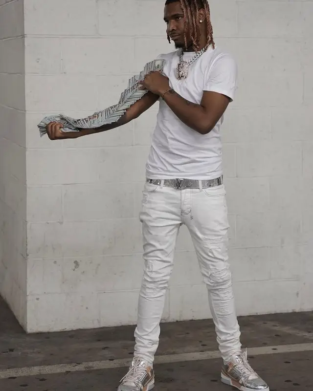 Lil Keed outfit in Ksubi and Louis Vuitton, 2021