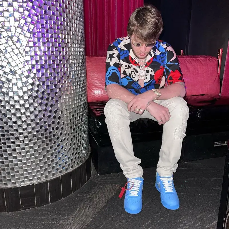 Murda Beatz outfit in Alexander McQueen, Givenchy, and Nike, 2021