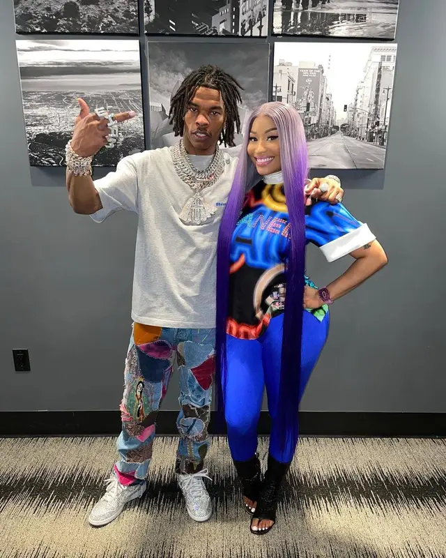 Lil Baby outfit in Balenciaga, Kapital, and Nike, 2021
