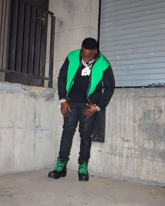 Yo Gotti outfit in Bottega Veneta and Amiri, 2021