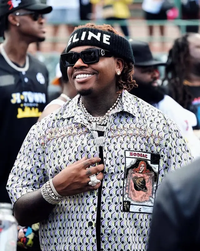 Gunna outfit in Dries Van Noten, Amiri, and Celine, 2021