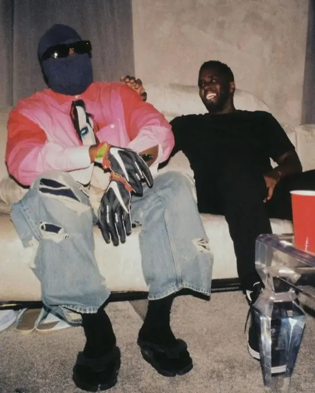 Kanye West outfit in Vetements, Balenciaga, and Nike, 2021