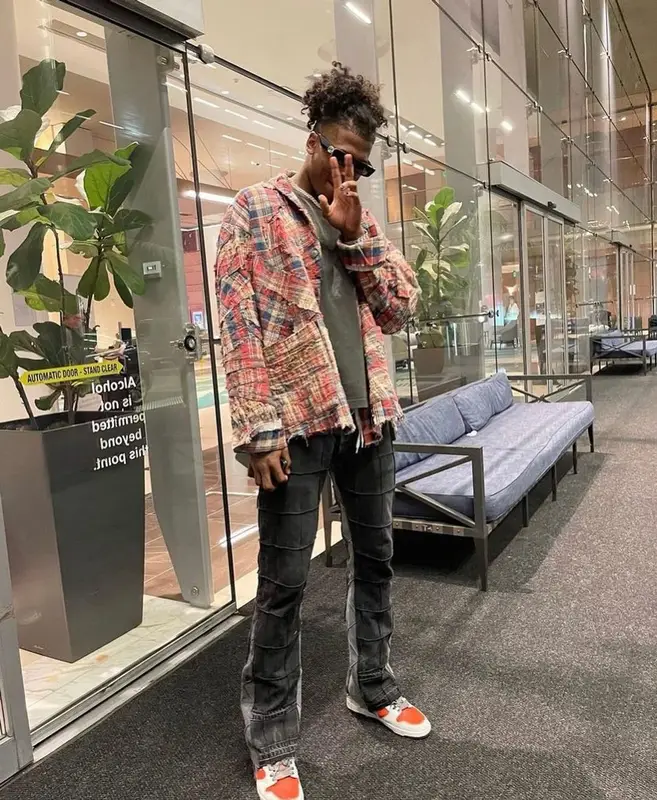 Jalen Green outfit in Greg Lauren, Nike, and Gucci, 2021