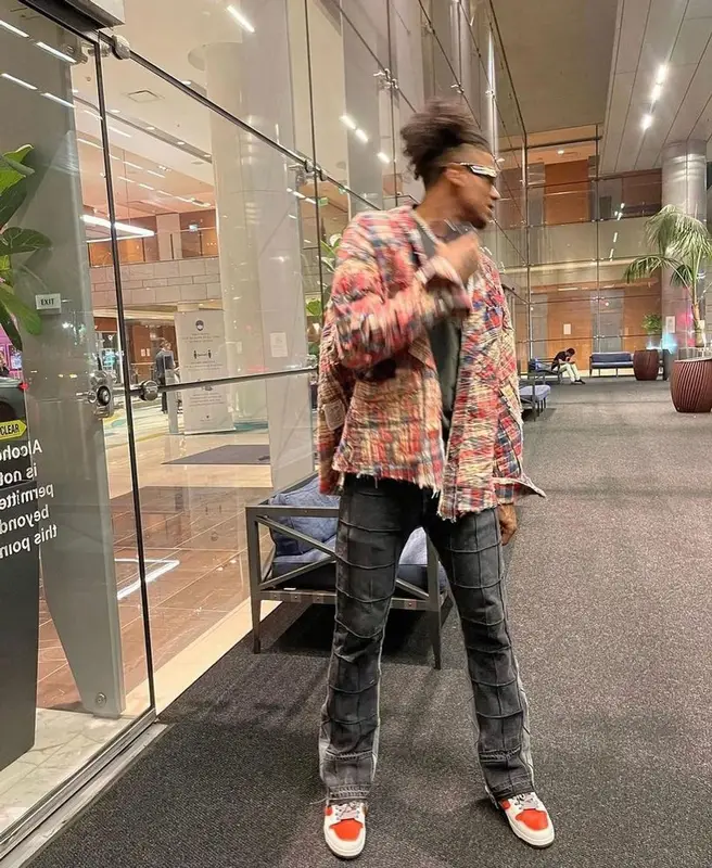 Jalen Green outfit in Greg Lauren, Nike, and Gucci, 2021