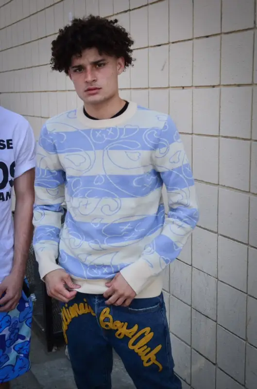 Bankrol Hayden outfit in Royal Surge, Billionaire Boys Club, and Bape, 2021