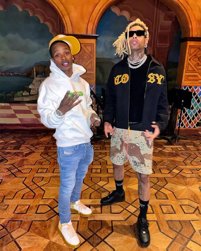 Ronny J outfit in Gallery Dept., Nike, and Off-White, 2021