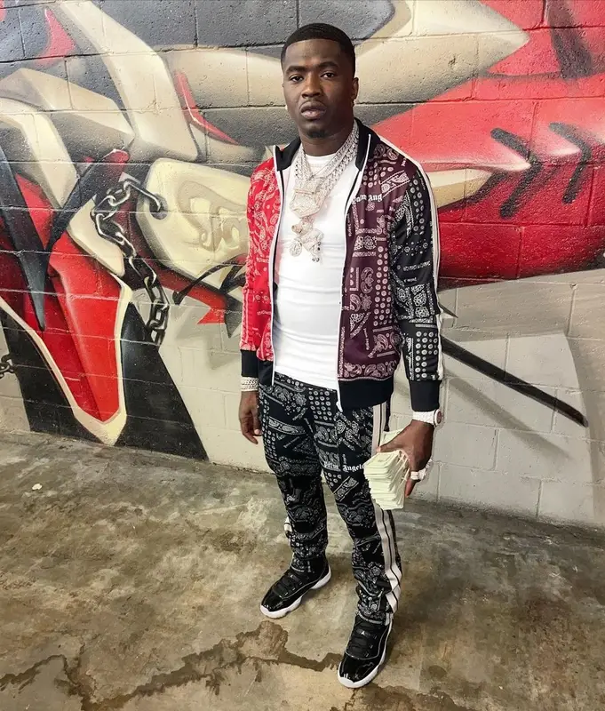 Bankroll Freddie outfit in Palm Angels and Jordan, 2021