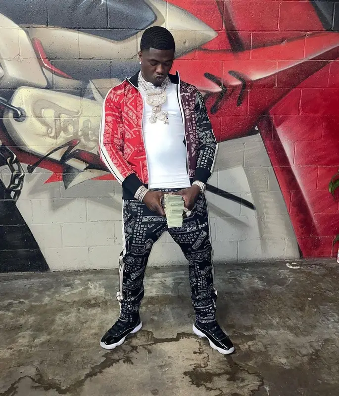 Bankroll Freddie outfit in Palm Angels and Jordan, 2021