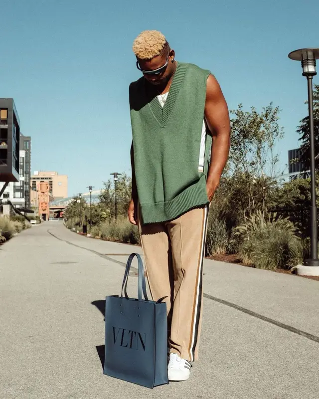 JuJu outfit in Calvin Klein, Maison Margiela, and Oakley, 2021