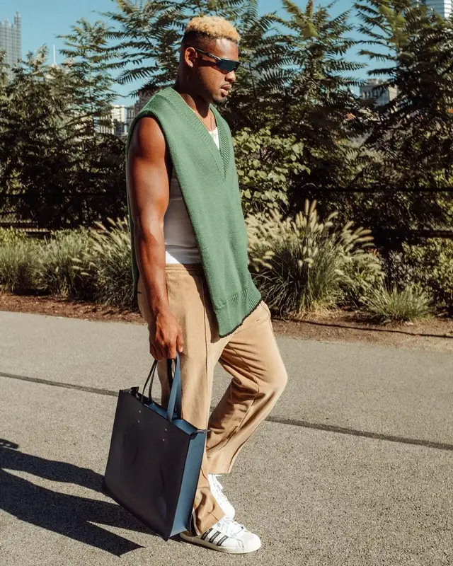 JuJu outfit in Calvin Klein, Maison Margiela, and Oakley, 2021