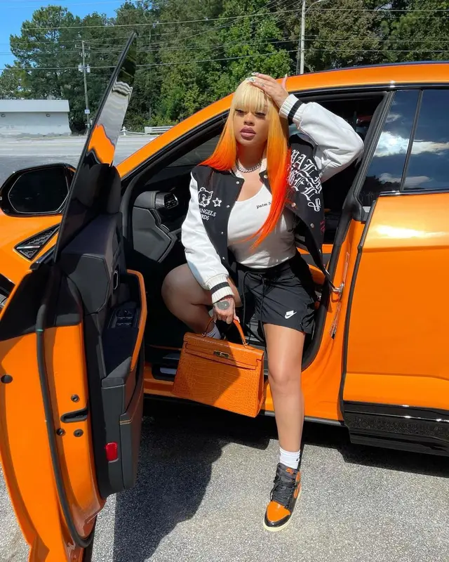 Latto outfit in Palm Angels, Nike, and Hermes, 2021