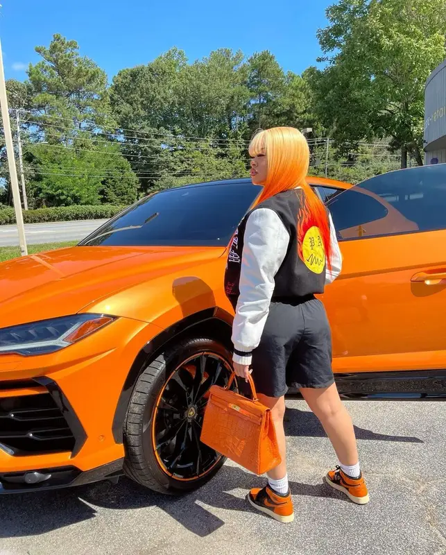 Latto outfit in Palm Angels, Nike, and Hermes, 2021