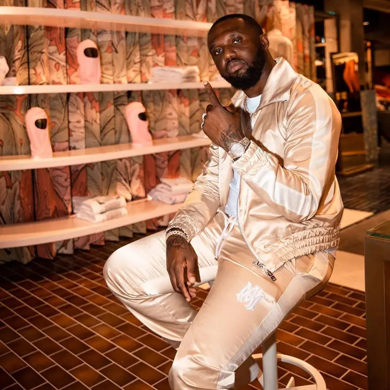 Headie One outfit in Amiri, Headie One Merch, and Nike, 2021