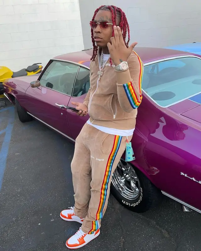 Lil Gotit outfit in Palm Angels and Nike, 2021