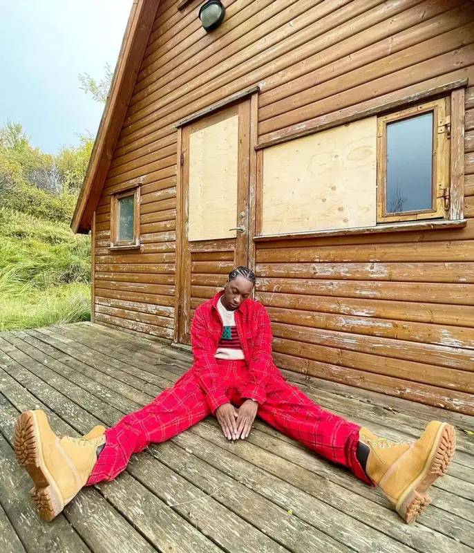 Bloody Osiris outfit in Coach, Denim Tears, and Timberland, 2021