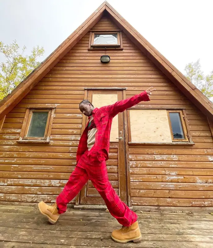 Bloody Osiris outfit in Coach, Denim Tears, and Timberland, 2021