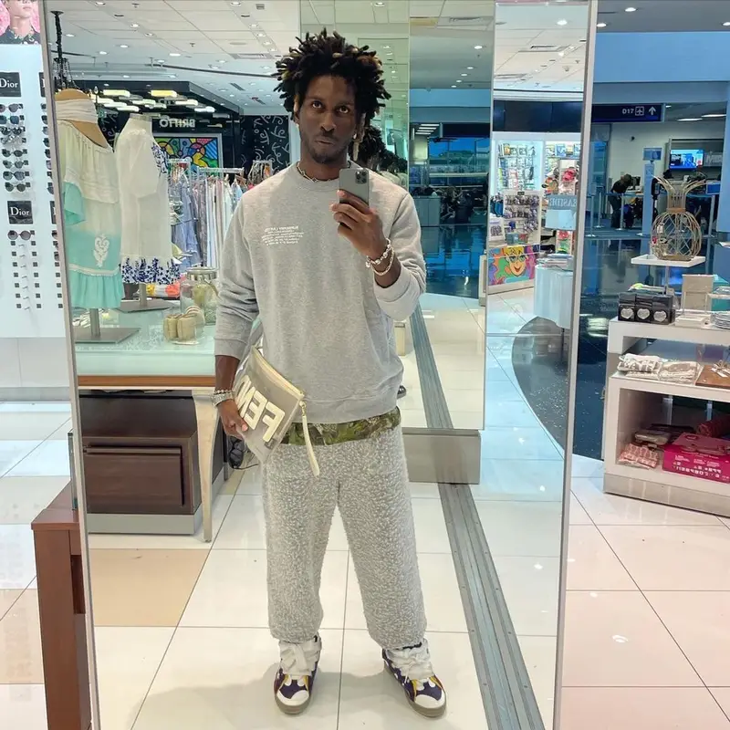 Saint JHN outfit in Burberry, Lanvin, and Fendi, 2021