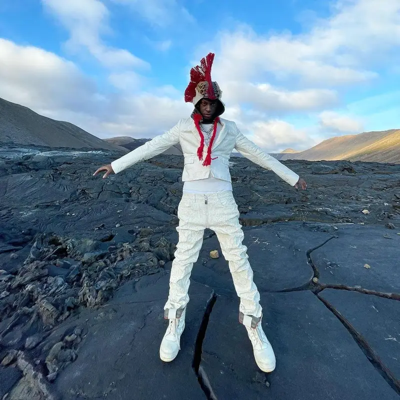 Bloody Osiris outfit in Balmain, Givenchy, and Junya Watanabe, 2021