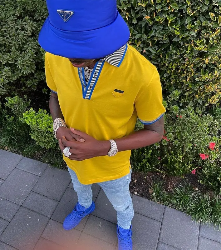 Young Dolph outfit in Amiri, Jordan, and Prada, 2021