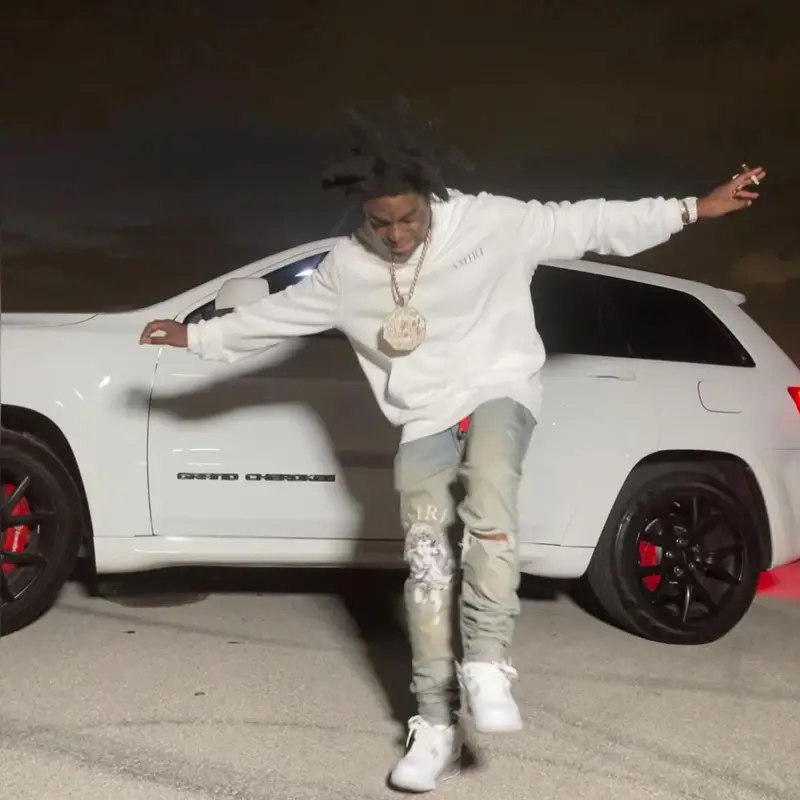 Kodak Black outfit in Amiri and Jordan, 2021