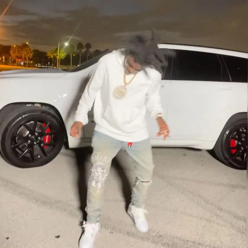 Kodak Black outfit in Amiri and Jordan, 2021