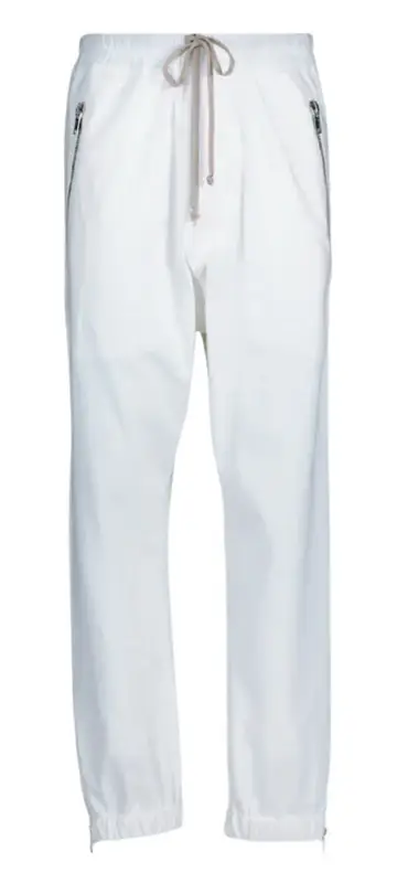 Rick Owens Full Side Zip Loose Fit White Pants $1340
