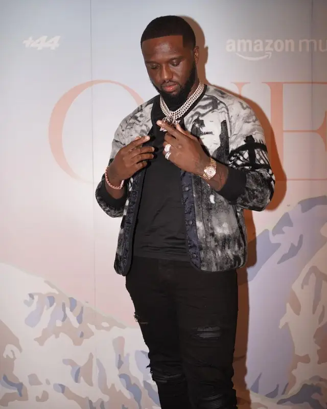 Headie One outfit in Dior, Amiri, and Peter Doig, 2021