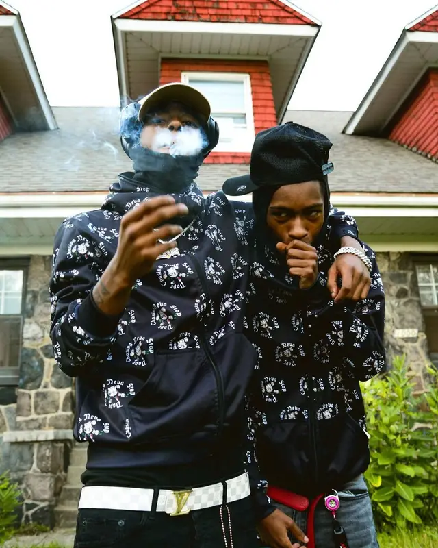 YSN Flow outfit in Purple Brand, Jordan, and Louis Vuitton, 2021