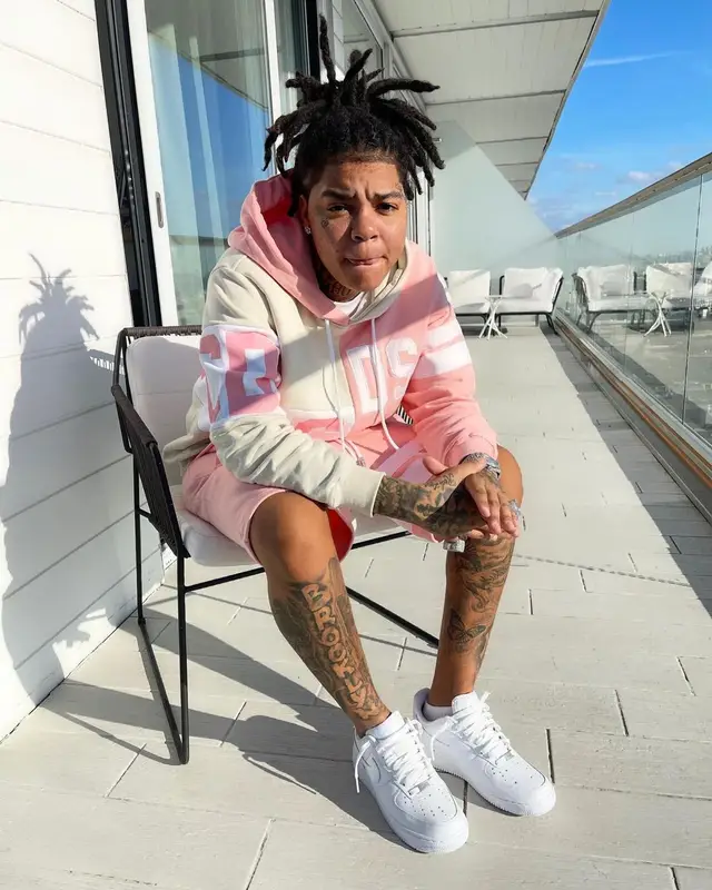 Young M.A outfit in GCDS and Nike, 2021