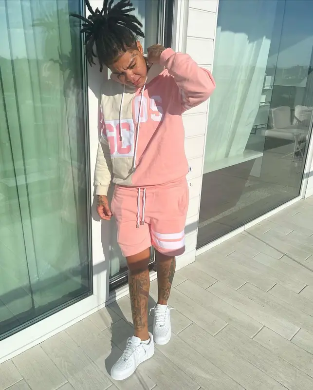 Young M.A outfit in GCDS and Nike, 2021