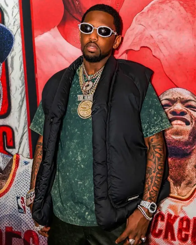 Fabolous outfit in Ambush, Stone Island, and Cartier, 2021