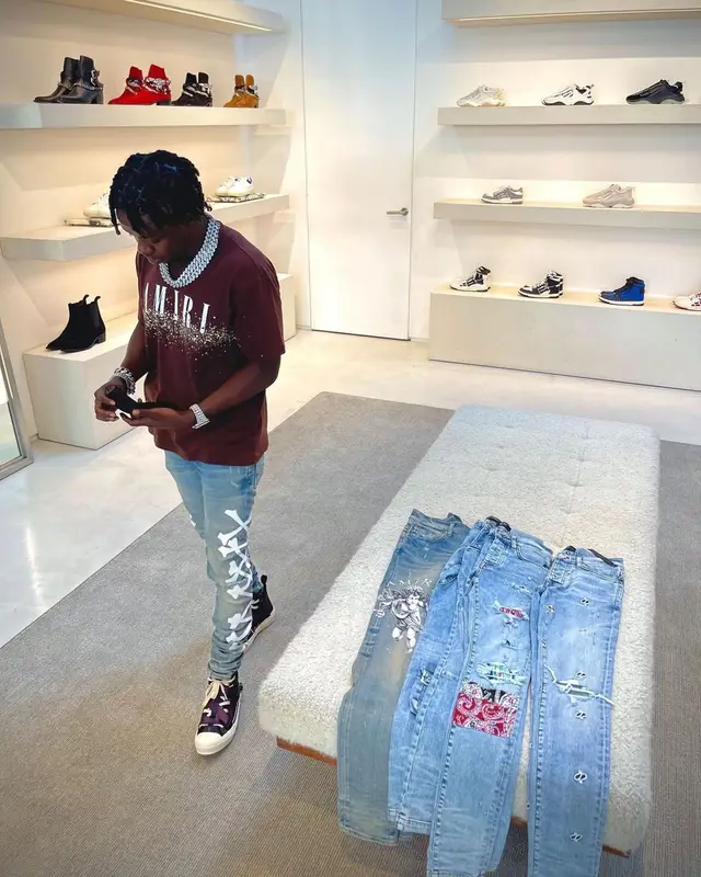 Jackboy outfit in Amiri, Dior, and Peter Doig, 2021
