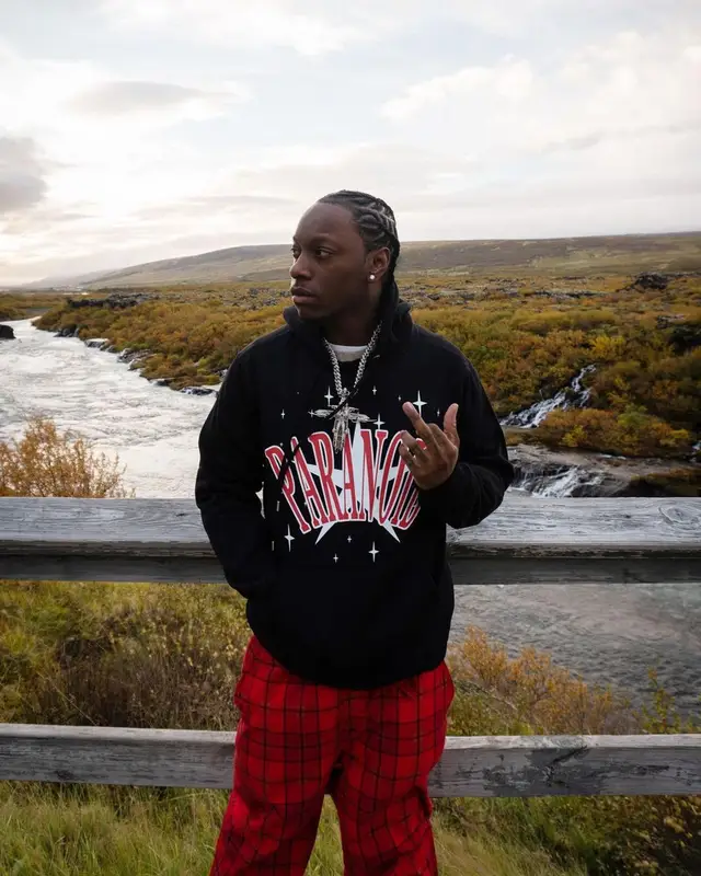 Bloody Osiris outfit in Paranoid, Coach, and Timberland, 2021