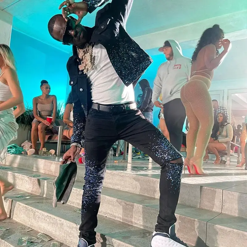 Bobby Shmurda outfit in Amiri, Jordan, and Dior, 2021