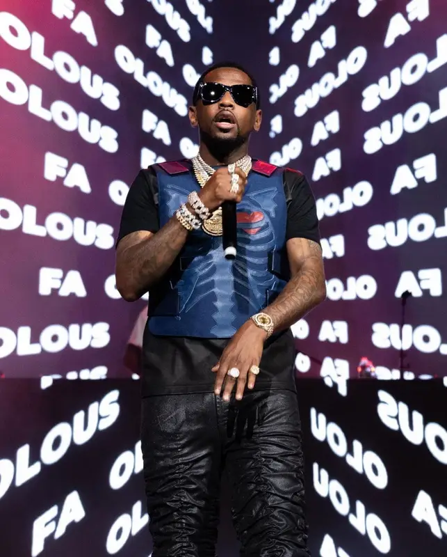 Fabolous outfit in Vanson Leathers, Marc Jacques Burton, and Nike, 2021