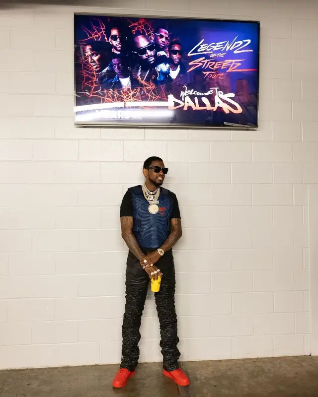 Fabolous outfit in Vanson Leathers, Marc Jacques Burton, and Nike, 2021