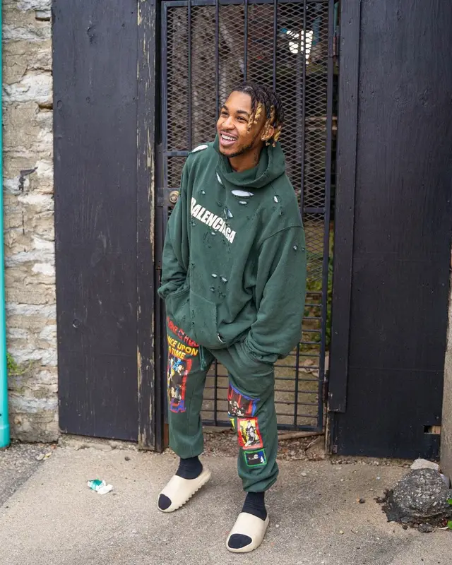 DDG outfit in Balenciaga, Urban Outfitters, and Yeezy, 2021