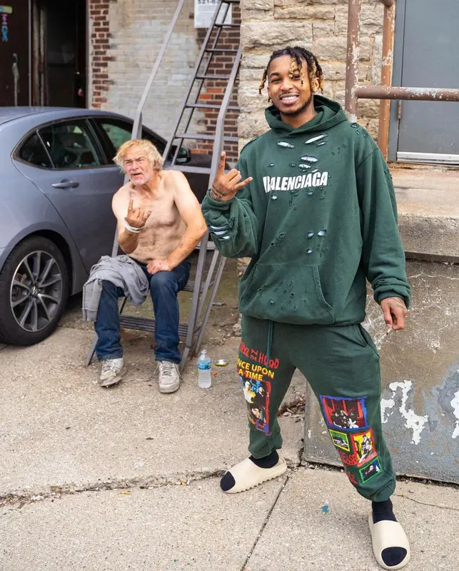 DDG outfit in Balenciaga, Urban Outfitters, and Yeezy, 2021