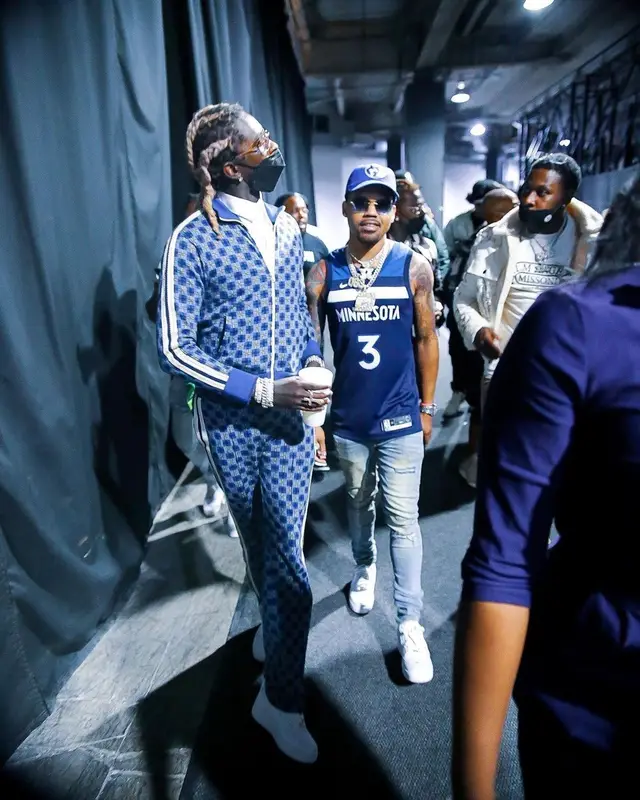 Young Thug outfit in Wales Bonner and Nike, 2021