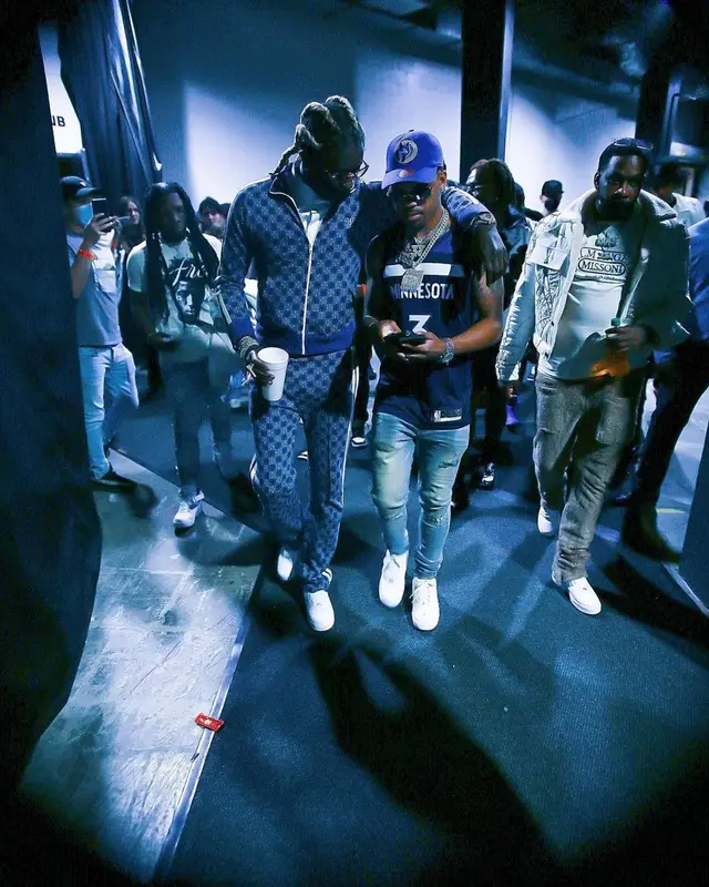 Young Thug outfit in Wales Bonner and Nike, 2021