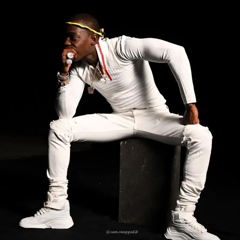 Bobby Shmurda outfit in Prada and Amiri, 2021