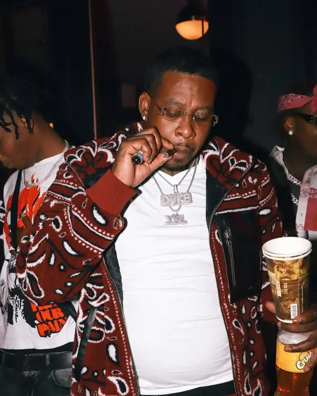 Lil Duke outfit in Amiri, Nike, and Cartier, 2021