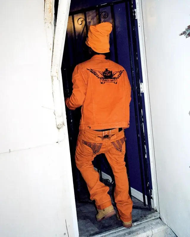 Kodak Black outfit in Robins Jeans, Timberland, and Asspizza , 2021