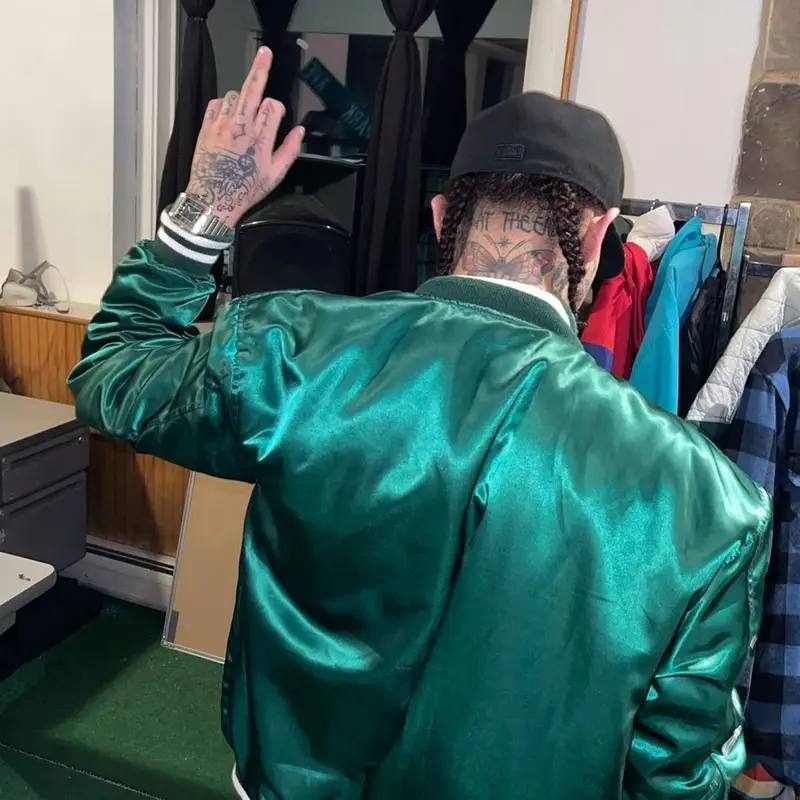 Lil Skies outfit in Hanes, Amiri, and New Era, 2021