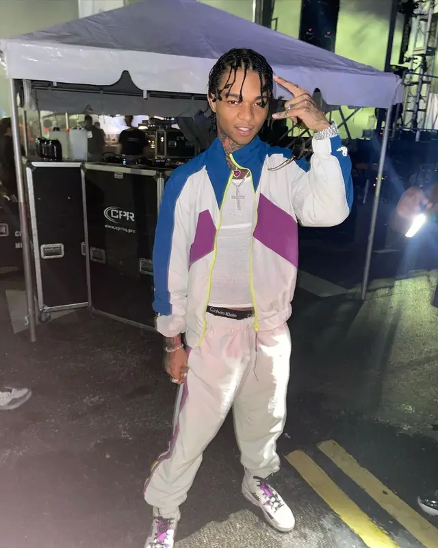 Swae Lee outfit in Kenzo, Calvin Klein, and Jordan, 2021