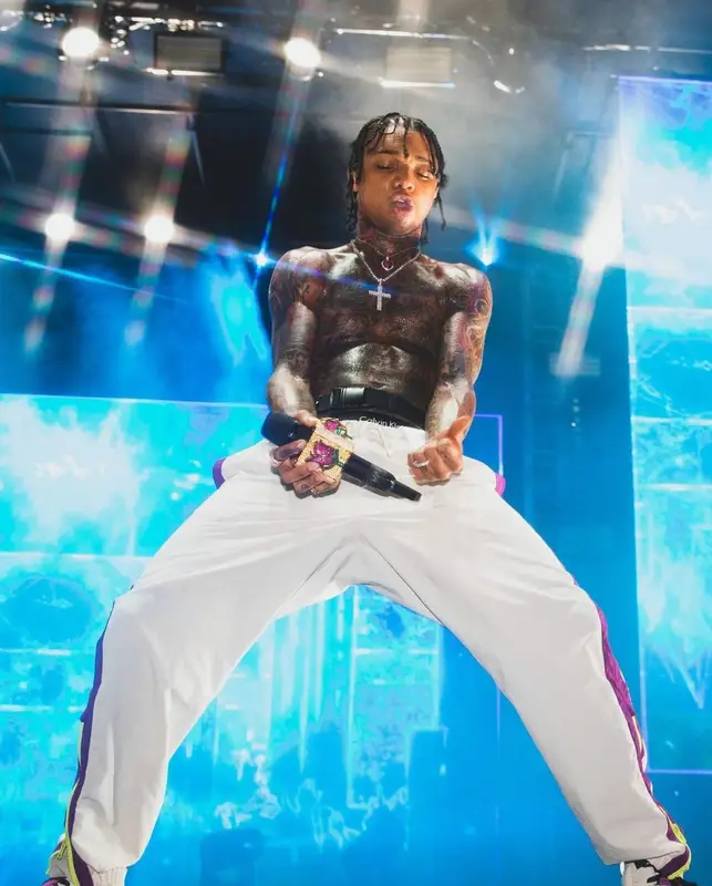 Swae Lee outfit in Kenzo, Calvin Klein, and Jordan, 2021