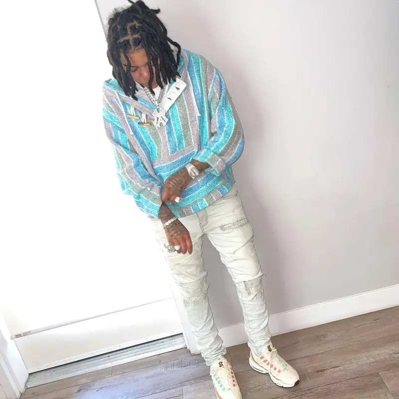 Young M.A outfit in Rassvet, Purple Brand, and Nike, 2021